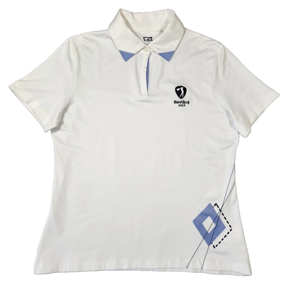 Cutter & Buck Hard Rock Golf Polo Shirt Women M Preppy DryTec Sports Embroidered